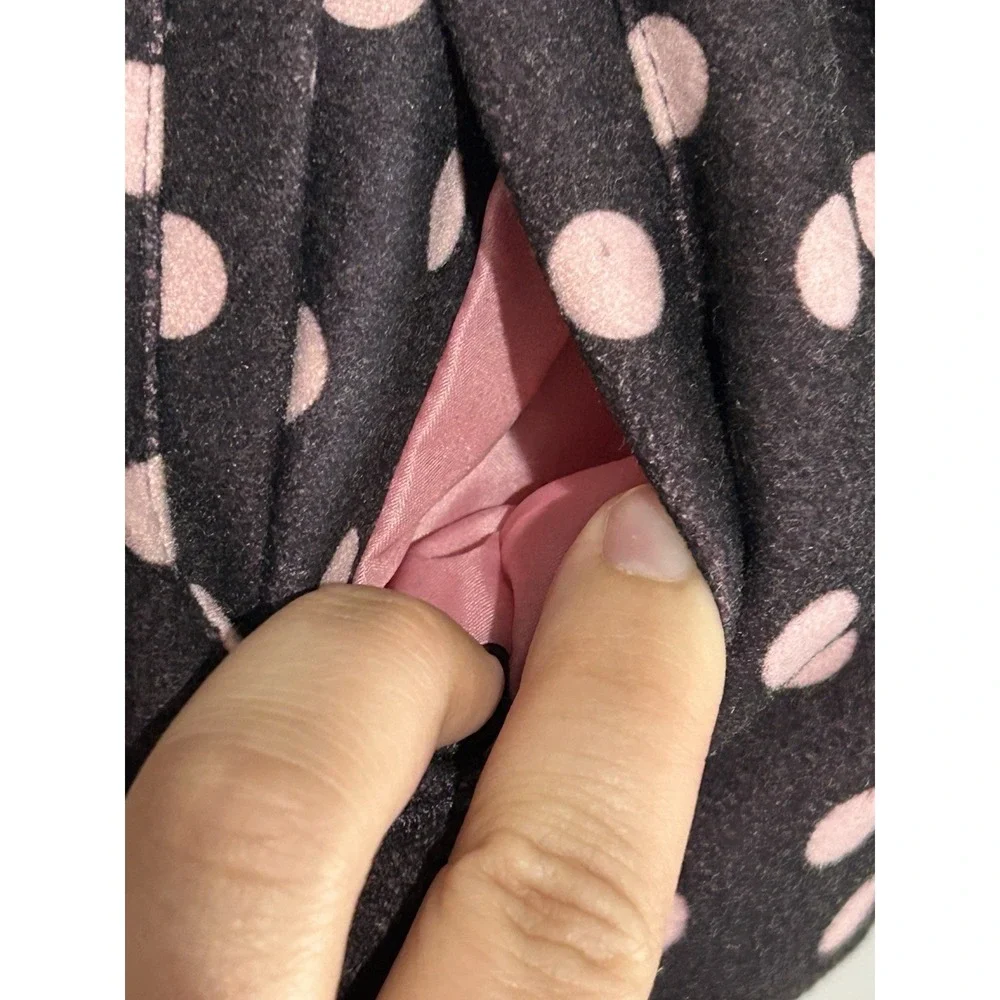 OshKosh 4T GIRLS‎ Brown Pink Pea Coat Polka Dot Winter Jacket Hood Faux Fur